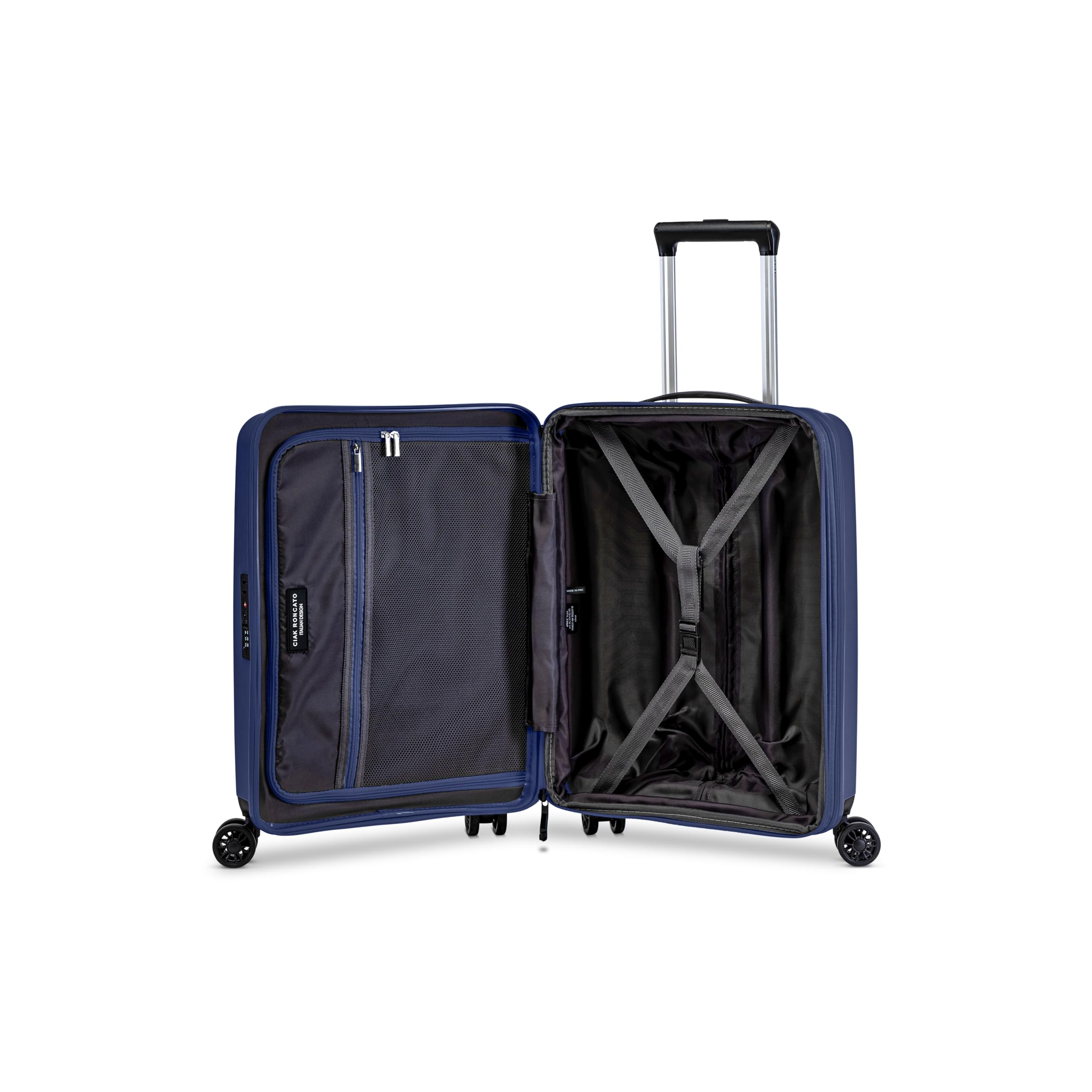 Bagaglio a mano Roncato Ciak Passenger Trolley S 4 Ruote rigido ultraleggero con zip espandibile, misura cabina Night Blue