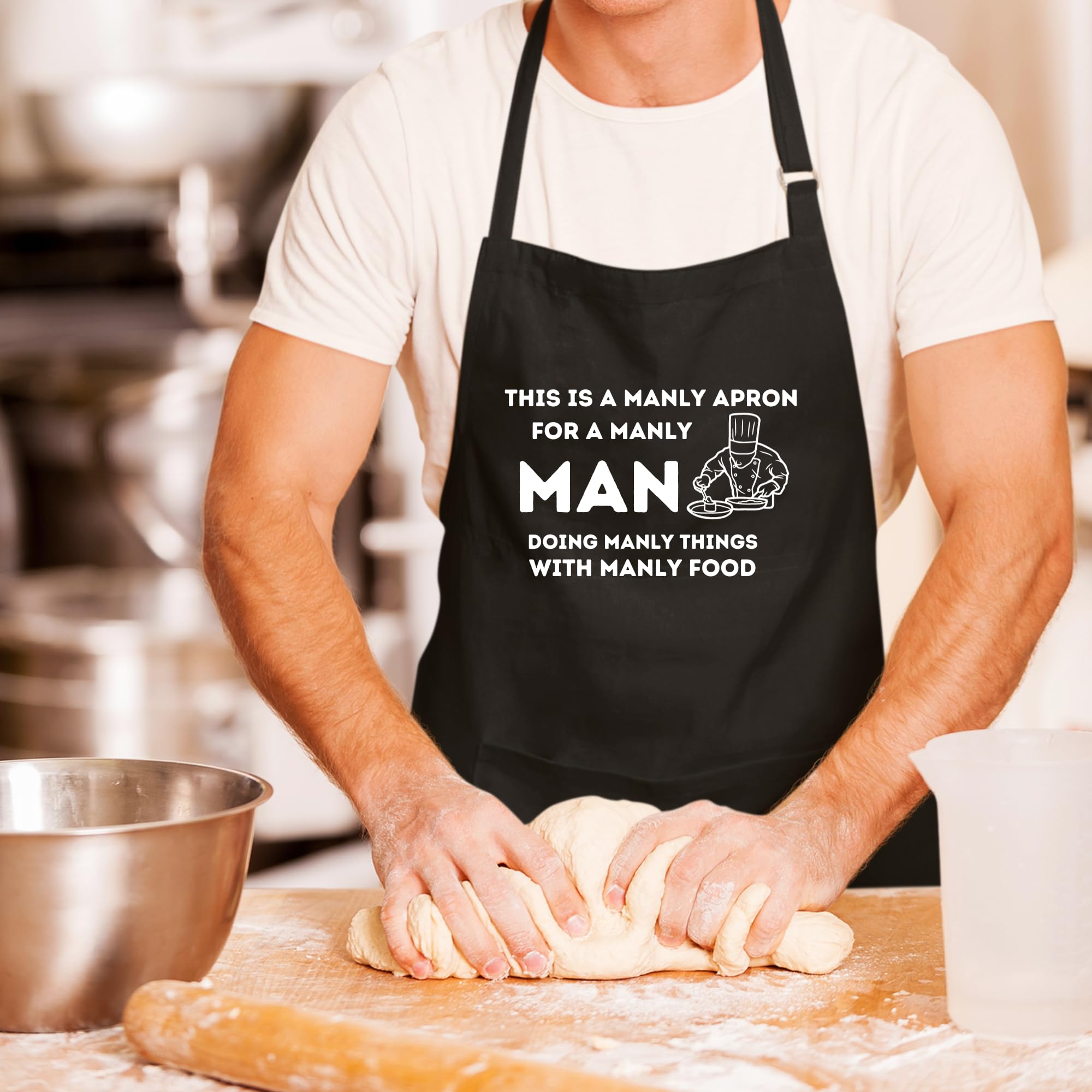 Este es un delantal masculino para un hombre varonil, divertido regalo de cumpleaños para papá, marido, suegro, padrastro, mejor papá, delantal para papá para parrilla, barbacoa, cocina, chef, regalo
