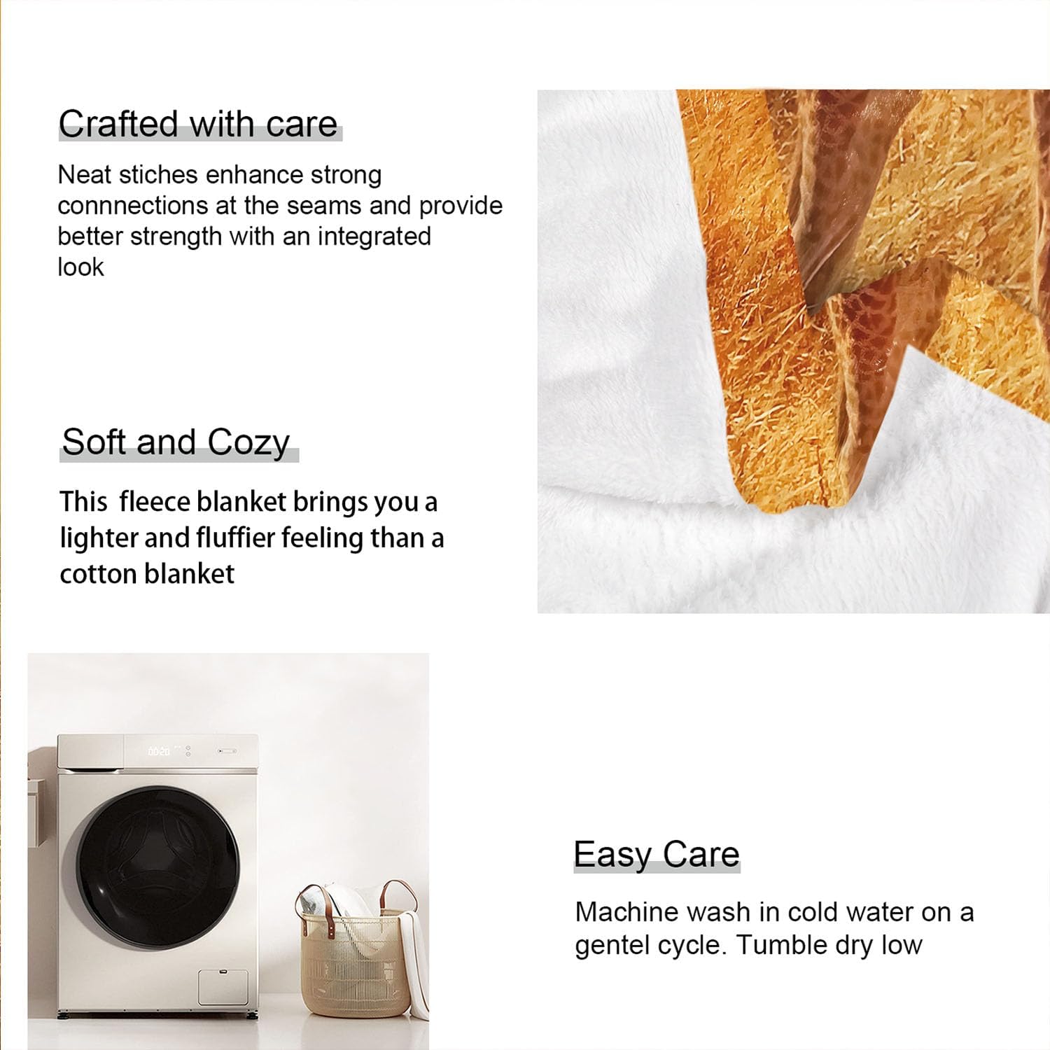 Giraffes Blanket African Animals Fleece Blanket Soft Fuzzy Plush Throw Blankets for Couch Bed 60"x80" - Image 6