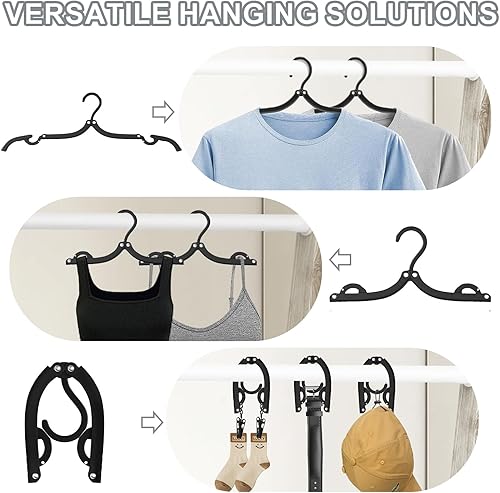 Miniatura 2 de Perchas de viaje plegables portátiles, accesorios de viaje, estante de secado de ropa plegable (negro)