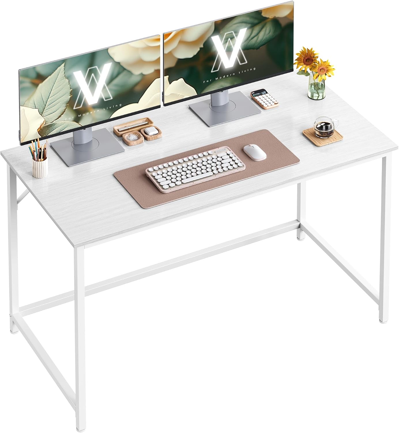 URBNLIVING Scrivania Compatta Fuji - Tavolo Moderno Per Computer E Studio, Dimensioni 80x45x75 Cm, Design Elegante In Bianco, Ideale Per Piccoli Spazi - 3