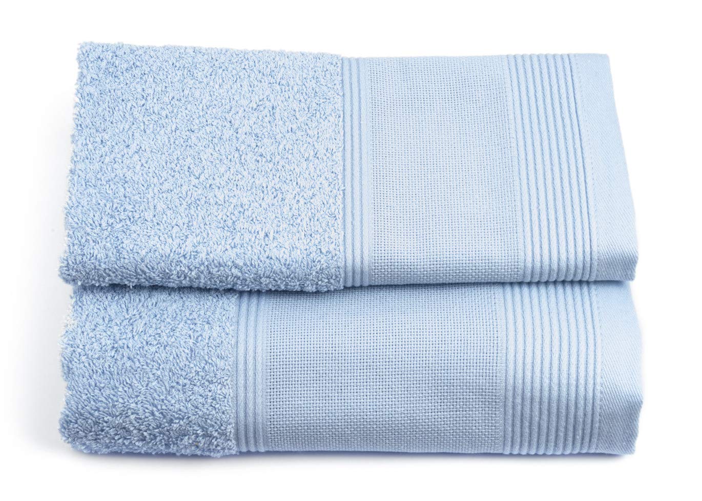Filet Ago.fil S.r.l. Hand Towel Set (1+1) to Embroider Couple, 100% Cotton, Sky, 60 x 105 - 40 x 60 cm, 60X105 - 40X60 - Image 3