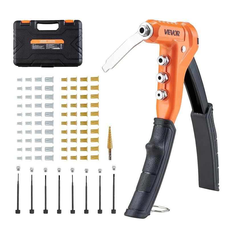 Kit de Rebitador de Porcas VEVOR de 22,9 cm com 8 Mandris, Broca Escalonada e 80 Porcas