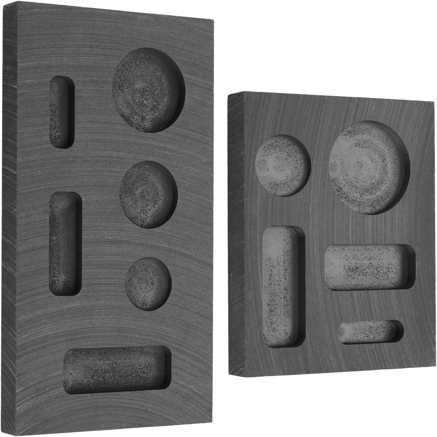 2pcs Graphite Mold Set, Mini Graphite Casting Ingot Mold for Casting Gold Silver Aluminum Copper & Brass High-Purity DIY Metal Melting & Refining Kit for Jewelry Making