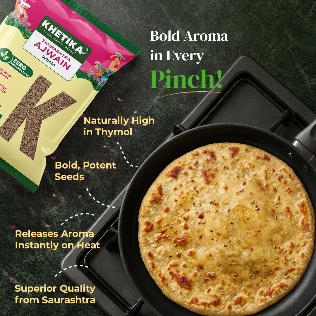 Khetika Naturale Ajwain 100 grams | Whole Ajwain(Carom Seeds) | No Added Colour | Preservatives Free 1