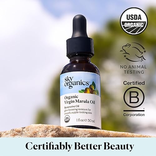 Miniatura 6 de Sky Organics Aceite de marula orgánico para rostro 100% puro y prensado en frío certificado USDA orgánico para reponer, equilibrar y aumentar el