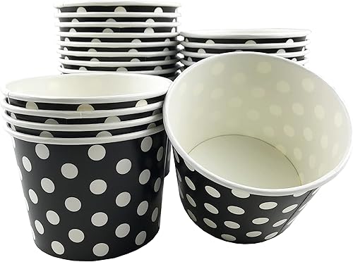MMvolesy Copas de helado de papel negro de 16 onzas, tazas de postre desechables, cuencos de helado para alimentos fríos o calientes, tazas de