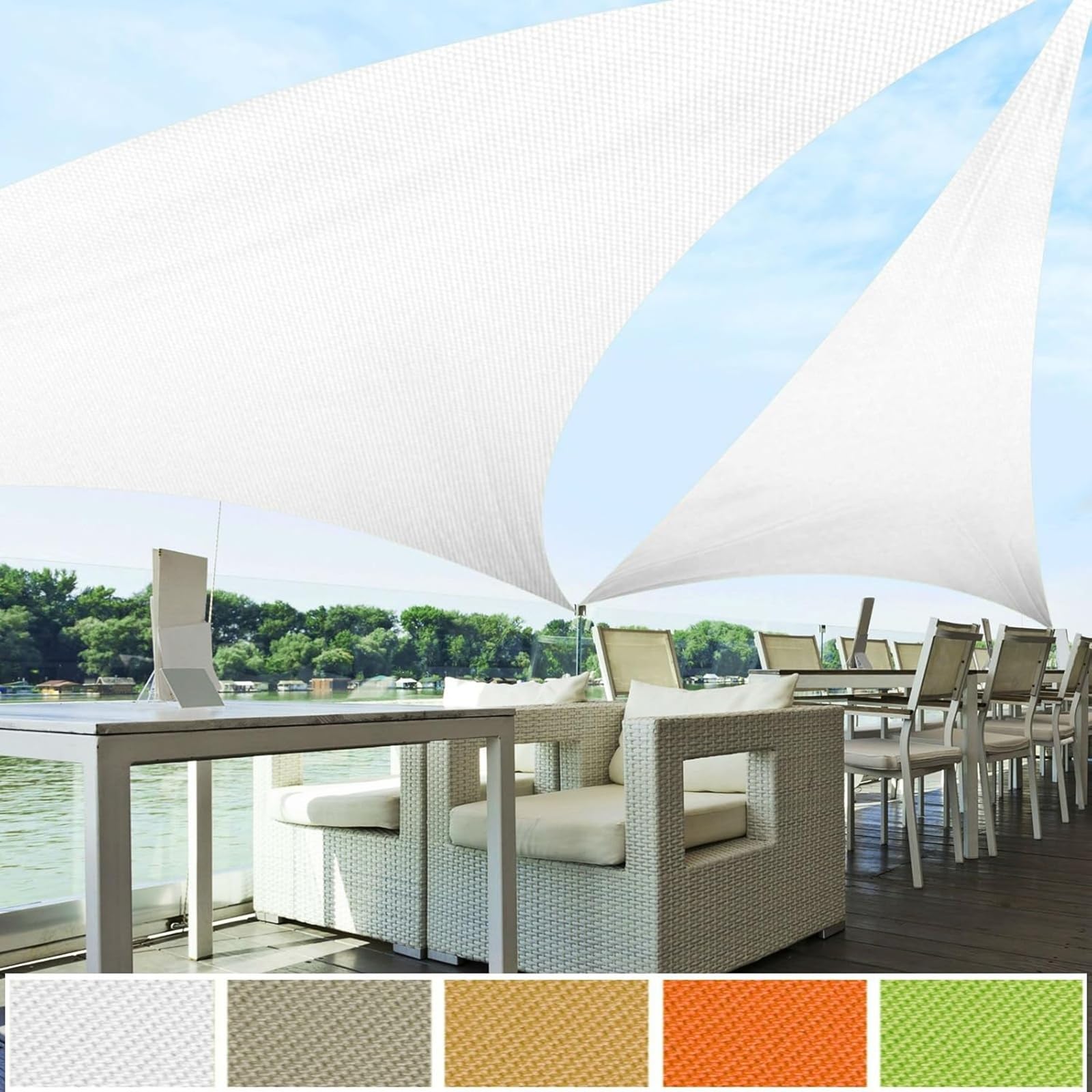 Voile D'Ombrage Rectangle Relaxdays 3.5x4.5m - Anti-UV, Imperméable - Café - Terrasse, Balcon