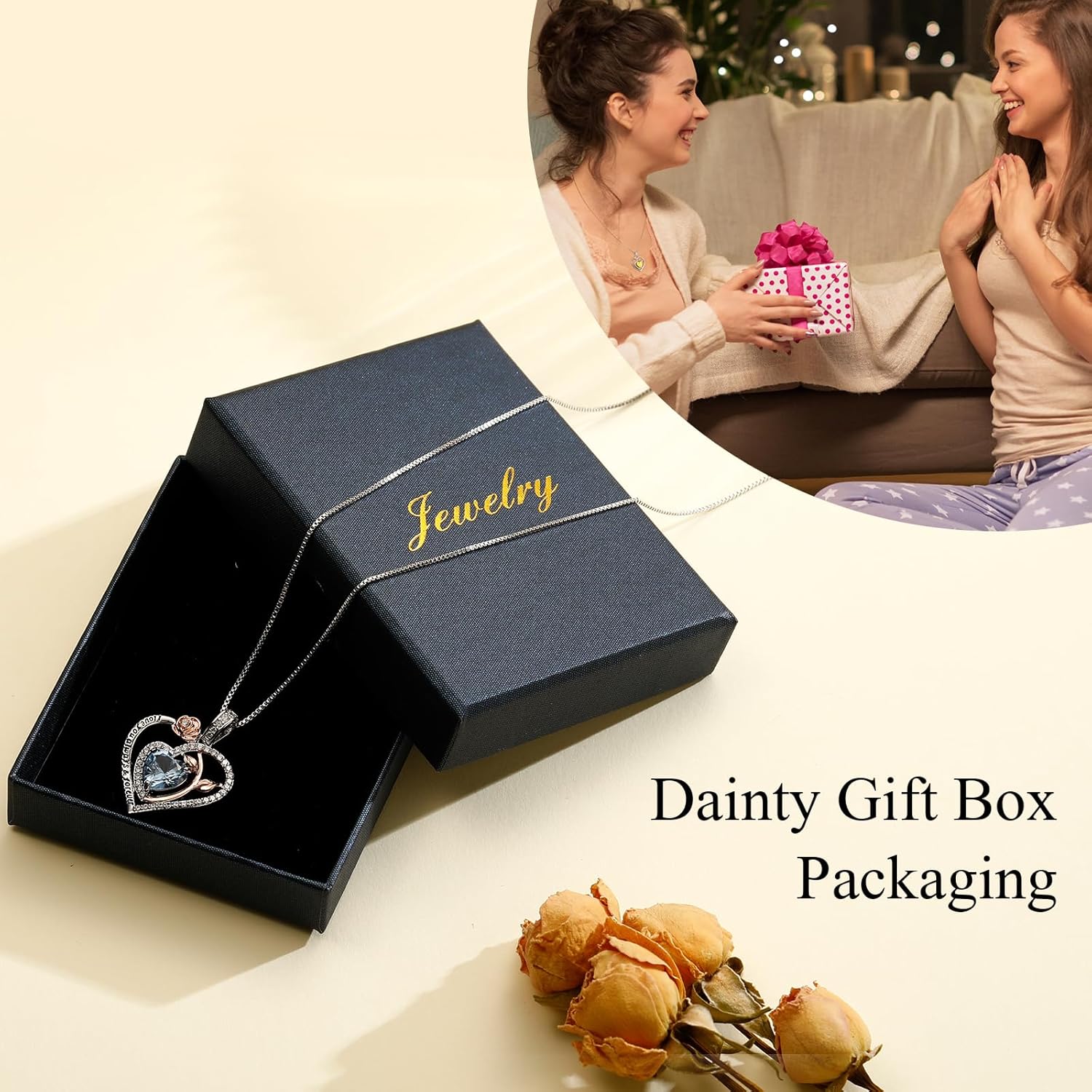 Rose Heart Necklaces for Women Birthstone Pendent Necklace Gifts for Women Jewelry Anniversary Birthday Christmas Gifts for Her Mom Wife Girlfriend - Image 5