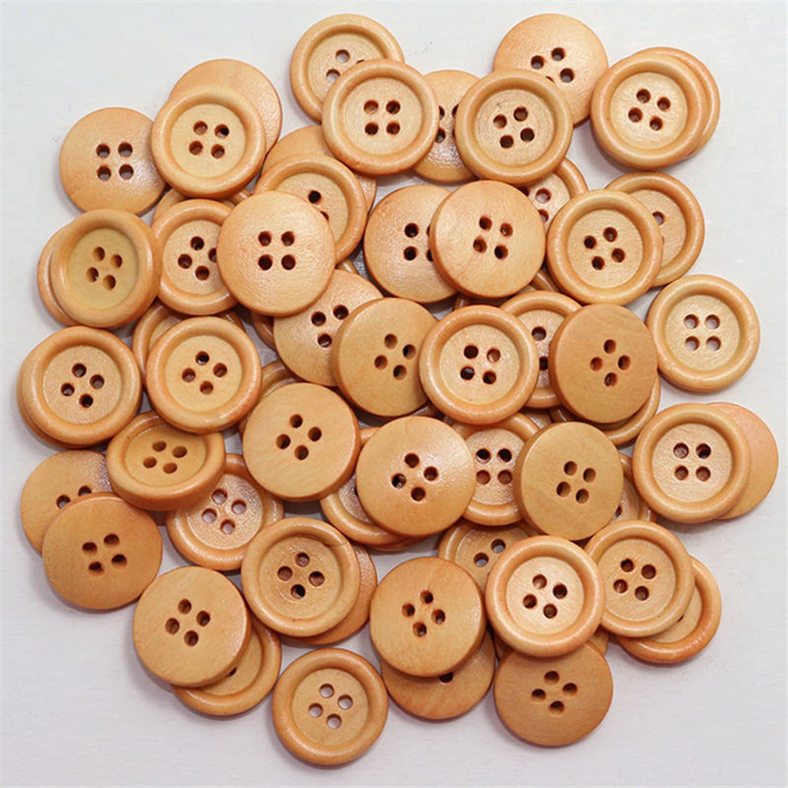 20 Bottoni In Legno Naturali 4 Fori – 10 Mm Caffè – Perfetti Per Cucito, Scrapbooking E Fai Da Te