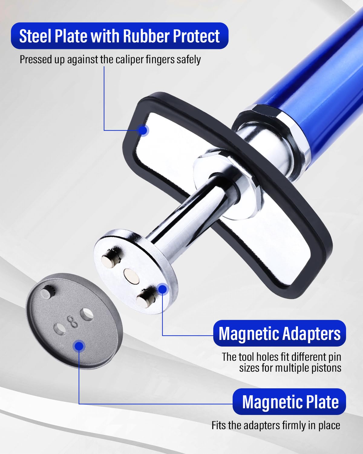 BOOMSTART Pneumatisches 24-TLG. Bremssattel-Kolbenrücksteller-Set Air-Powered Wind-Back Tool mit 23 Adaptern – Universal für Inlands- & Importfahrzeuge