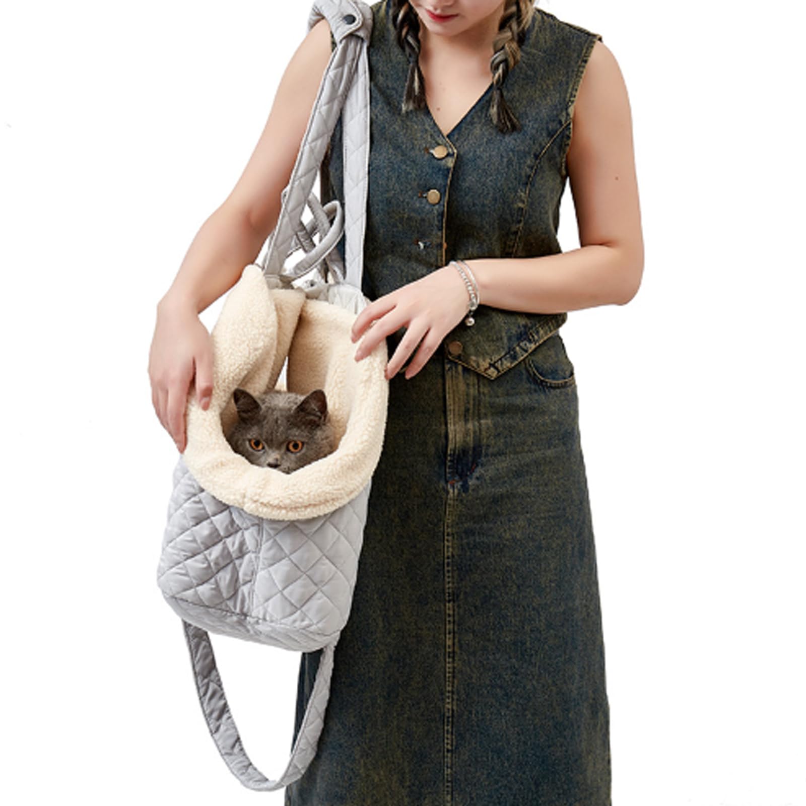 Bolsa De Transporte para Perros, Bolsa Transportadora para Gatos Y Perros Pequeños, Bandolera para Perro Transportín, Bolso De Hombro De Mascotas,Azul