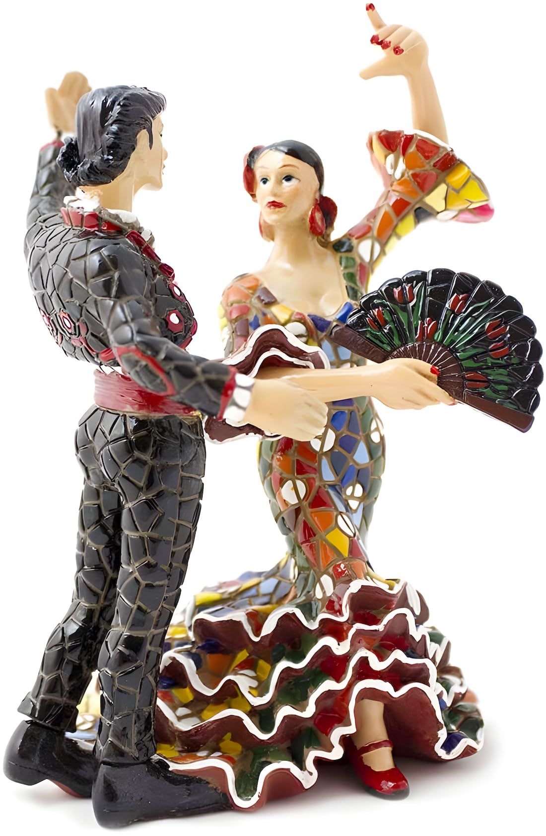 Figura Pareja Flamenca en Mosaico. Figura Mosaico. Figura Decorativa. Figura Mujer y Hombre Bailando Flamenco con Diseño en Mosaico