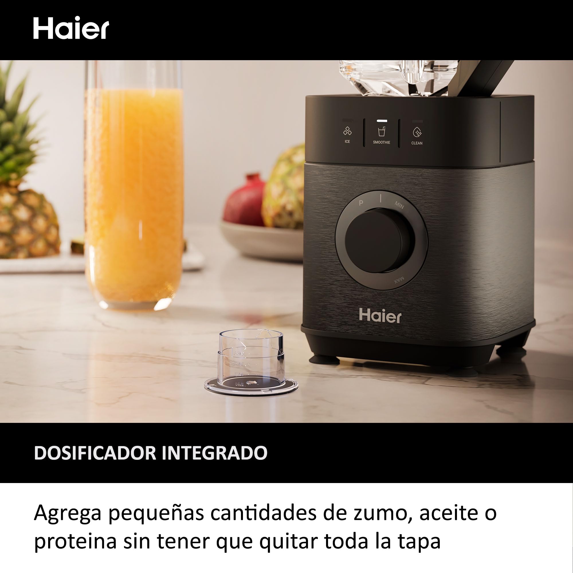 HAIER Batidora de Vaso con Triturador de Hielo, Batidora Smoothies, 5 Velocidades Variables, Limpieza Automática, Jarra de Vidrio de 1.7L, Jarra Portátil de 0.6L, 1200W [I-Master Series 5]