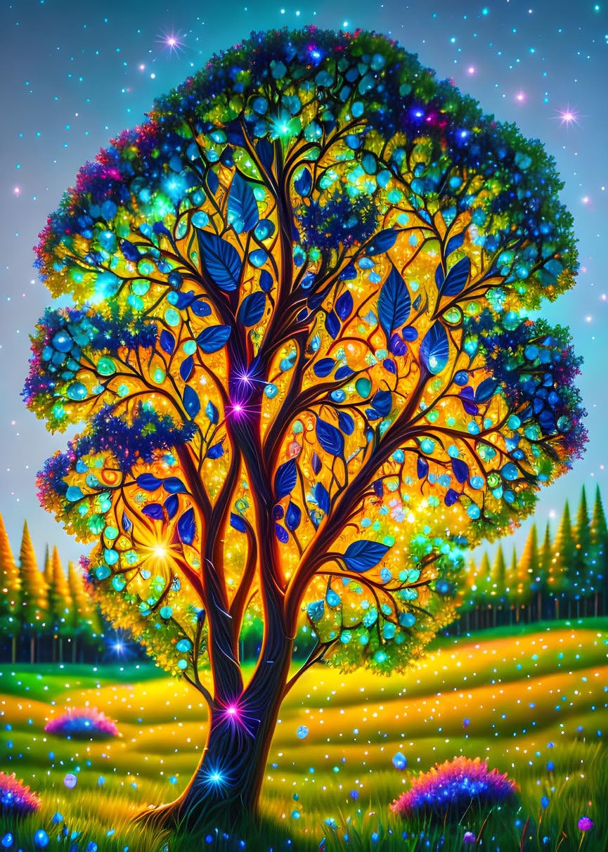 Poster vert arbre opalescent toile art mural de qualité - 4