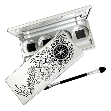 Honeybee Gardens Refillable Pressed Eye Shadow Quad Compact Magnetic Makeup Palette Holds 4 Shades, Fits 26mm Pans, Travel-Friendly Case with Mirror & Dual Applicator
