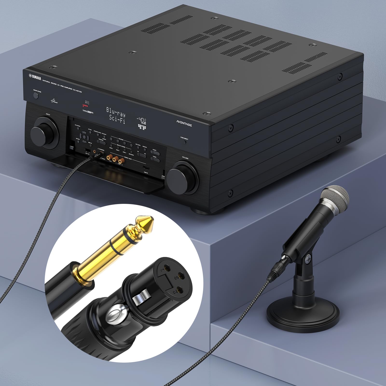 Cavo da XLR a 6,35 mm a XLR femmina, 7,6 m, 2 pezzi, connettori placcati oro da TRS a 6,35 mm, in nylon intrecciato per altoparlanti, mixer, amplificatori