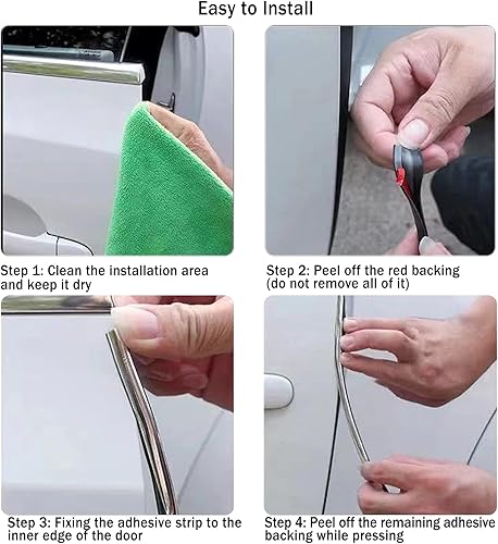 Miniatura 4 de Borde de goma autoadhesivo con borde de canal en U, protector de protección de borde de metal para la mayoría de puertas de automóvil, escotillas,