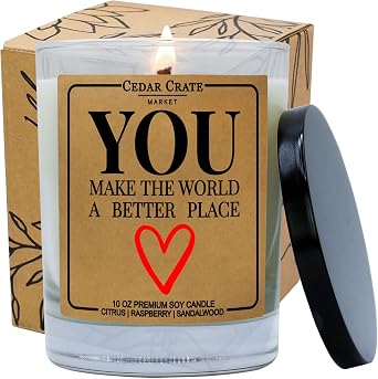 Best Friend Gift | You Make The World A Better Place | Scented Candle for Women, Her, Best Friend, Bestie, BFF, Mother, Sister, Coworker on Birthday, Farewell, Christmas - Raspberry Sandalwood