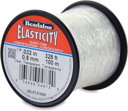 Beadalon Elasticity Stretch Cord Elastic Cord | Clear | Latex-Free Rubber | 0.8 mm 100 m Spool for Bracelet Jewelry Making