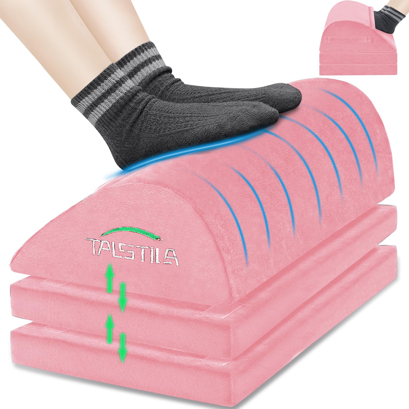 TALSTILA Foot Rest for Under Desk at Work, Under Desk Footrest, Ergonomic 3 Adjustable Heights Footrests, Footrest with Feet Warm Pocket, for Office