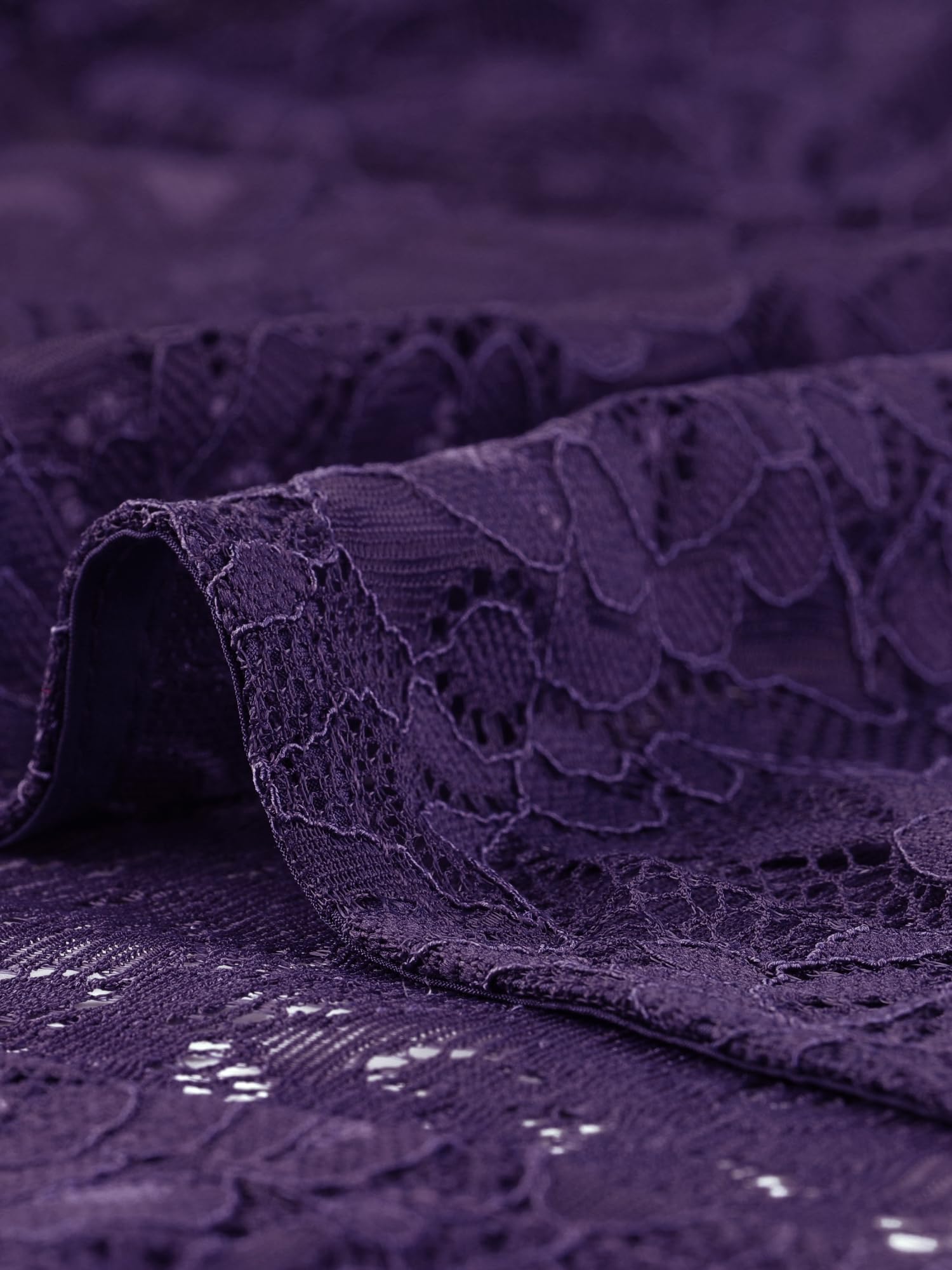 Allegra K Boléro court en dentelle florale transparente pour femme, violet foncé, Taille L