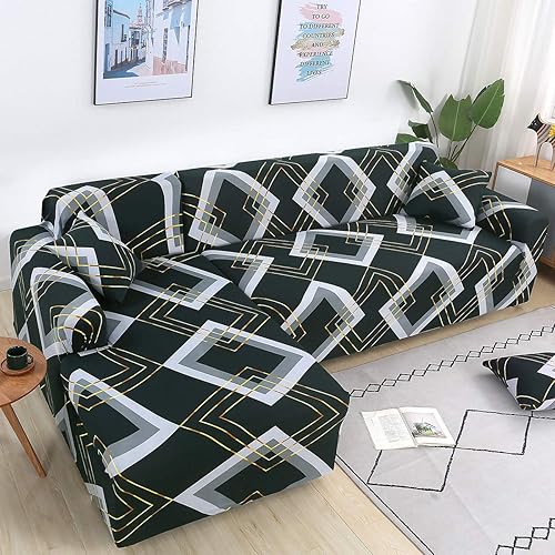 Miniatura 3 de MIFXIN Fundas de sofá modulares en forma de L, 2 piezas, elásticas y elásticas, protector de muebles para sala de estar, mascotas, niños (verde