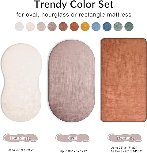 Miniatura 3 de Muslin Bassinet Sheet for Baby Boy and Girl, Universal Fit for Rectangle, Oval, Hourglass Bassinet Mattress, Moses Basket Sheets (Costume Blue,