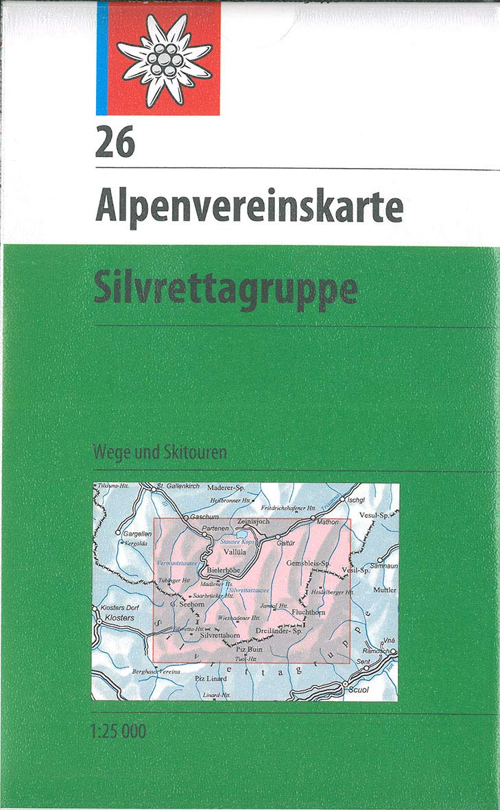 Austria/Switzerland 1:25k Alpenvereinskarte Central Alps 26: Silvrettagruppe
