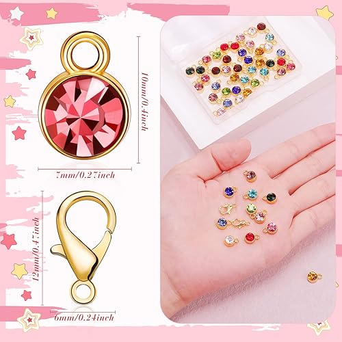 Miniatura 4 de 120 dijes para hacer joyas, dijes de piedra natal, aretes, dijes de flores, dijes de plata, dijes brillantes para hacer joyas, accesorios de aretes,
