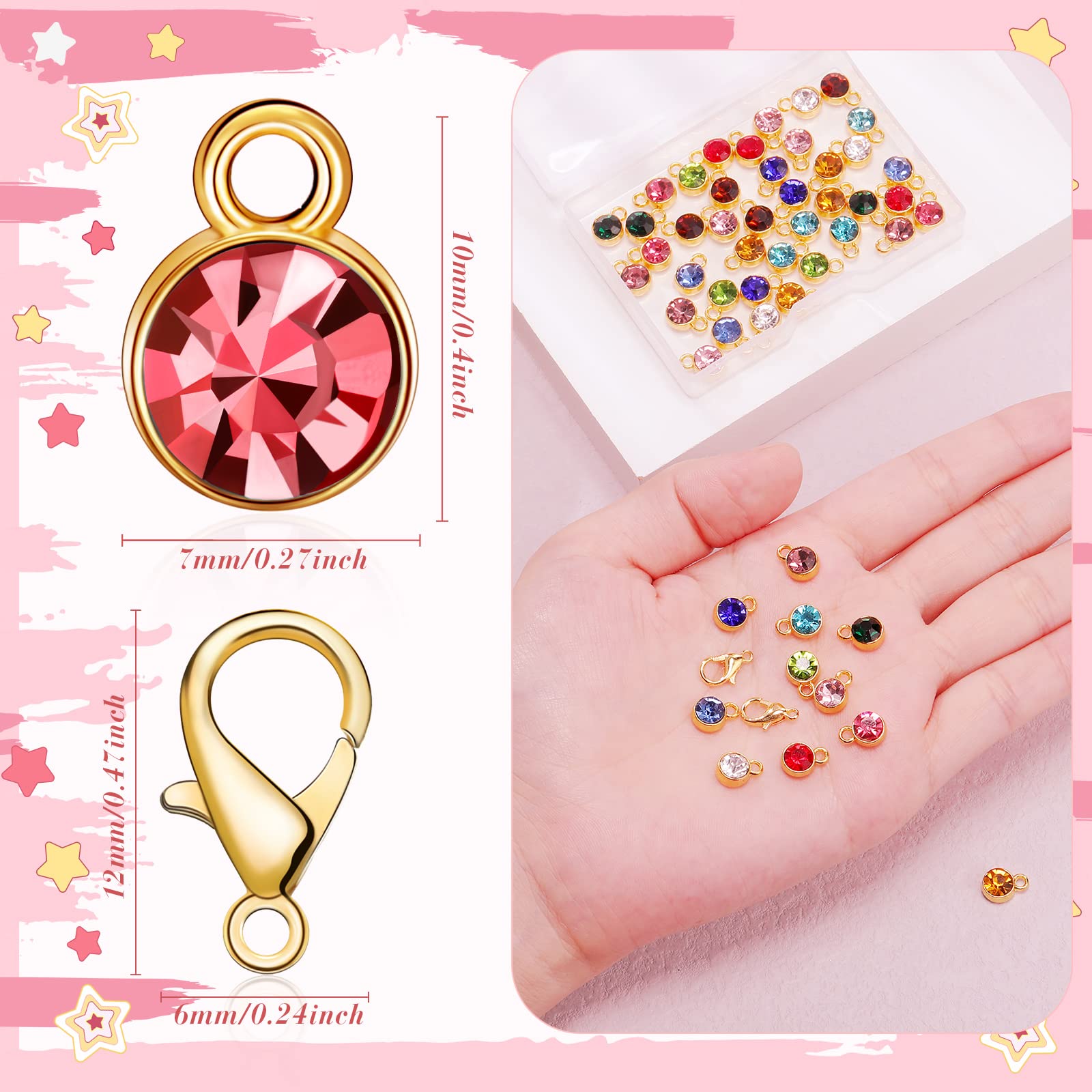 Juego De 12 Dijes De Piedra De Nacimiento, 6mm, Para Hacer Pulseras O Collares, Fabricación De Joyas