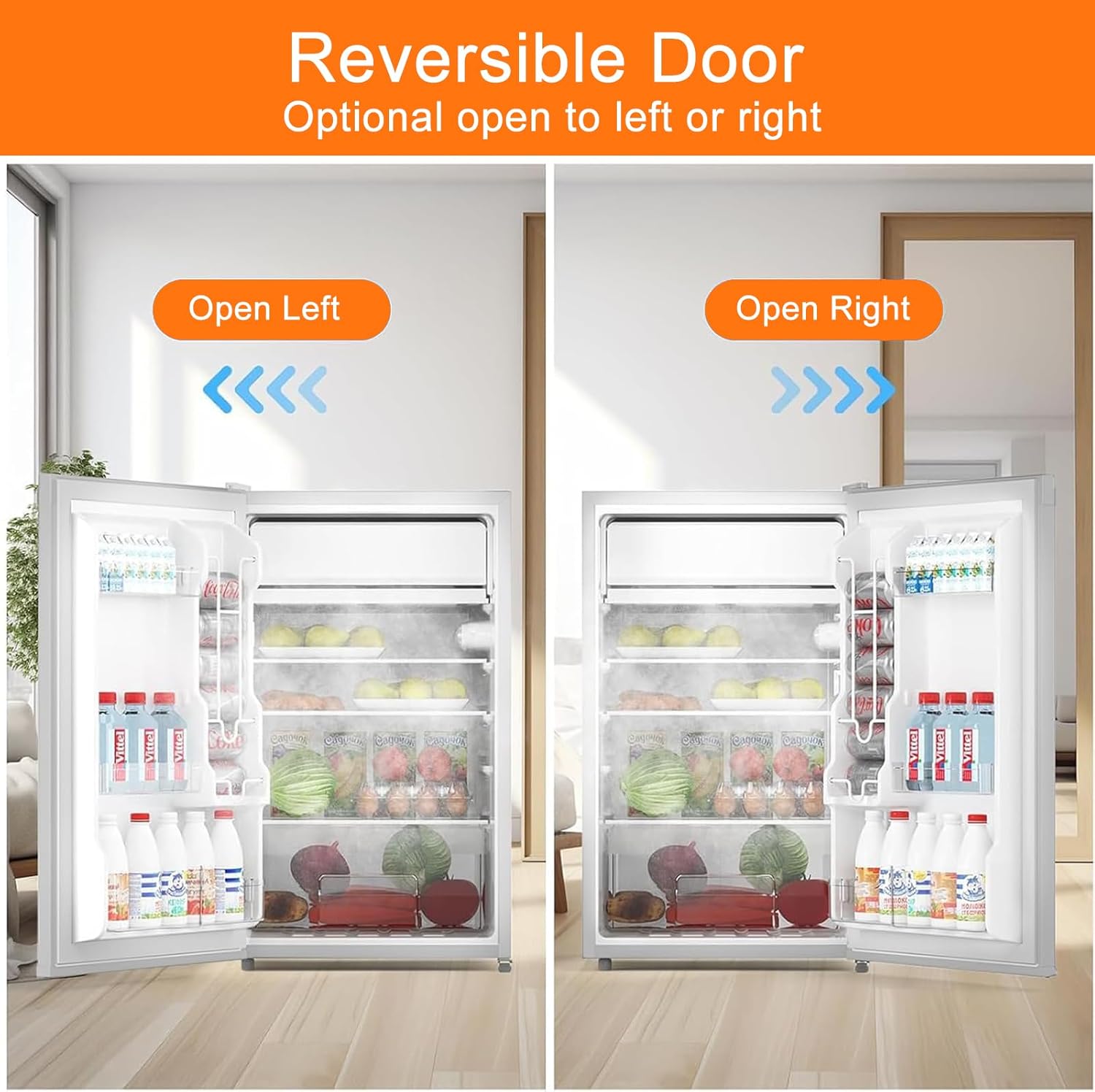 4.3 Cu.Ft Small Refrigerator With Freezer - Mini Fridge for Bedroom Dorm Office, 7 Settings Adjustable Thermostat, Low Noise, Energy-Efficient, Compact Single Door.White