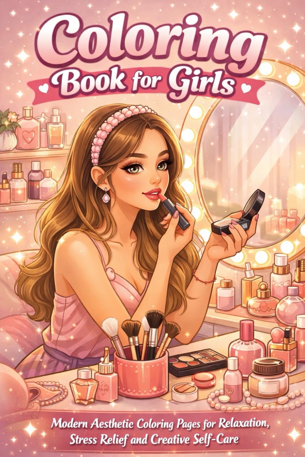 Coloring Book for Girls: Modern Aesthetic Coloring Pages for Relaxation, Stress Relief and Creative Self-Care.