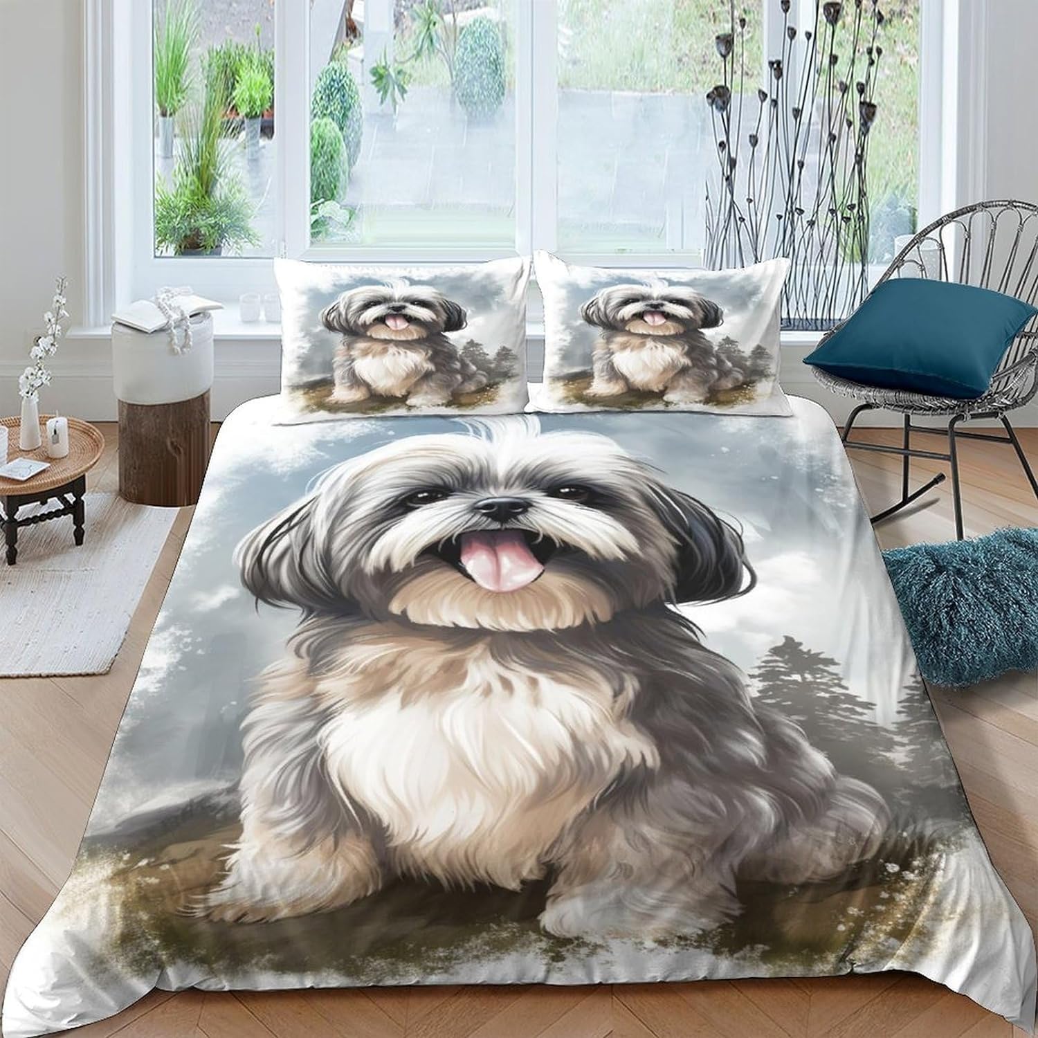 Housse de Couette Animal de Compagnie Microfibre Imprimé Shih Tzu 200x200