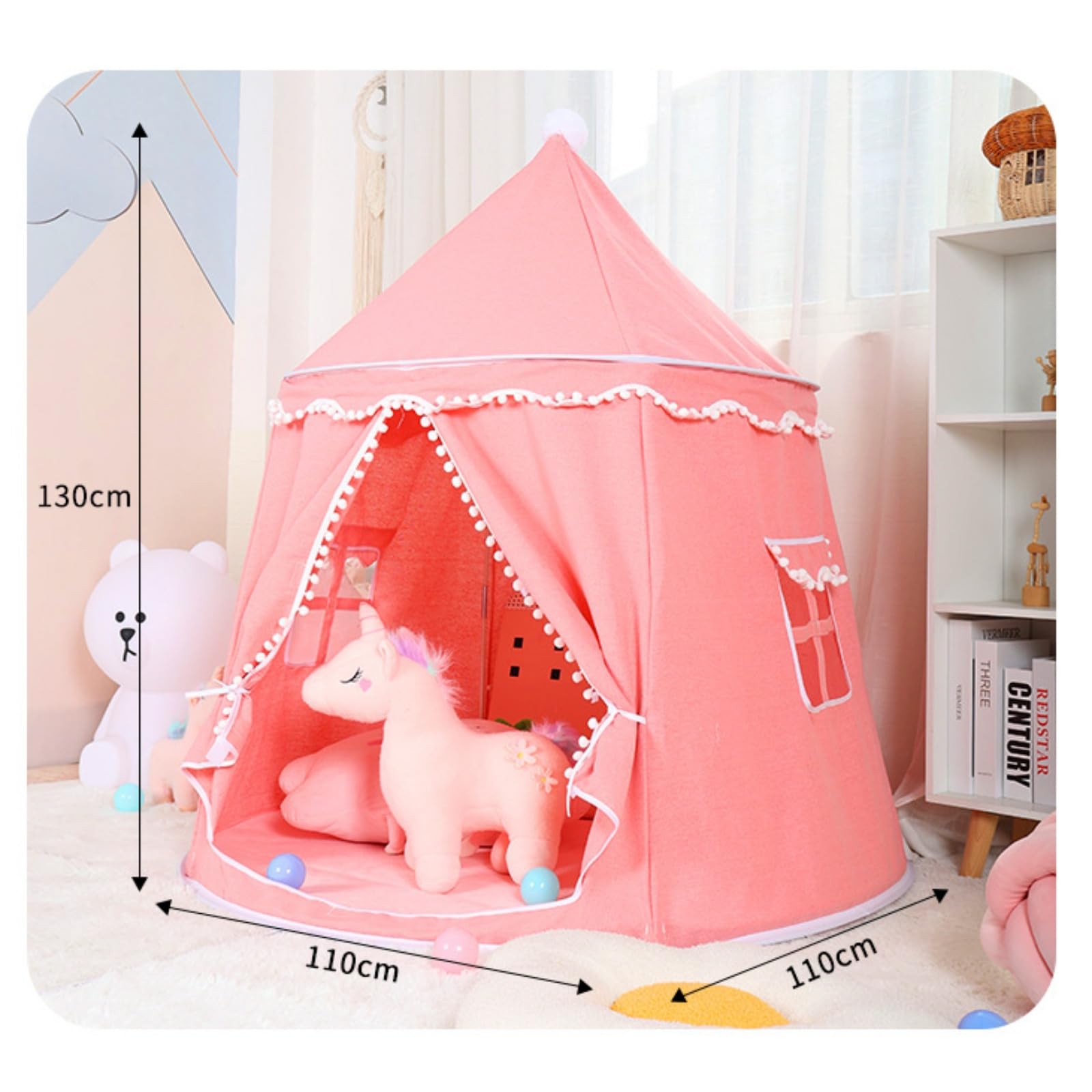 Spielzelt für Kleinkinder, Prinzessin Prinz Schlosszelt für Indoor, Kinderzelt für Spiel und Spaß im Kinderzimmer, Kinder Zelte für Zimmer, mit Tragetasche, Geschenk für Kinder (Helles Beige)