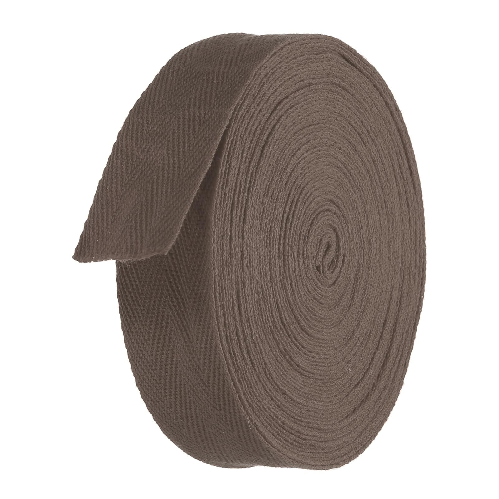 TA-VIGOR Cotton Twill Tape Ribbon 30mm, 10 Yards Bias Binding Tape Bunting Tape Soft Natural Herringbone Webbing Tape Roll for Sewing Dressmaking Gift Wrapping DIY Craft, Coffee
