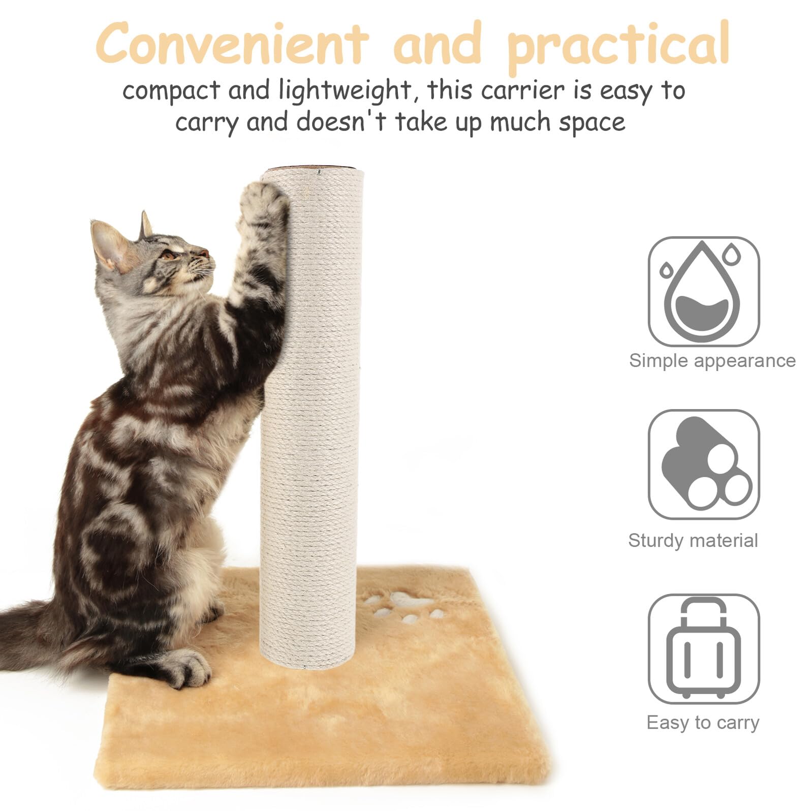 TOYANDONA Pieza de Reemplazo de Cuerda de Sisal para Árbol de Gatos, Cuerda Resistente con Tornillos para Rascadores de Mascotas