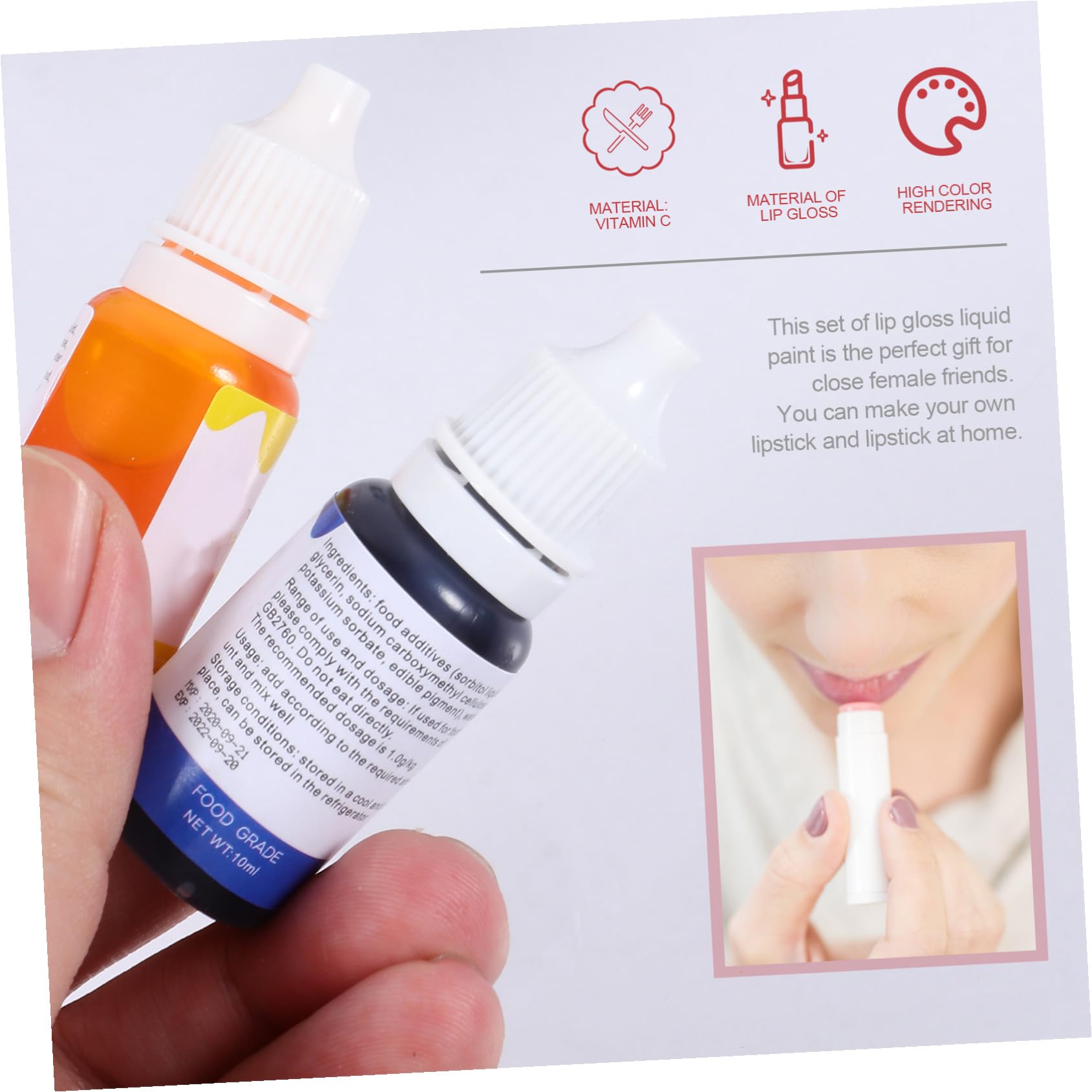 Flüssiger Lipgloss Pigmente mit Natürlichen Vegetarischen Farbstoffen and Vitamin C 12 Stück zur Herstellung von Farbintensivem Lipgloss ohne Rotstich für Selbstgemacht Kosmetik