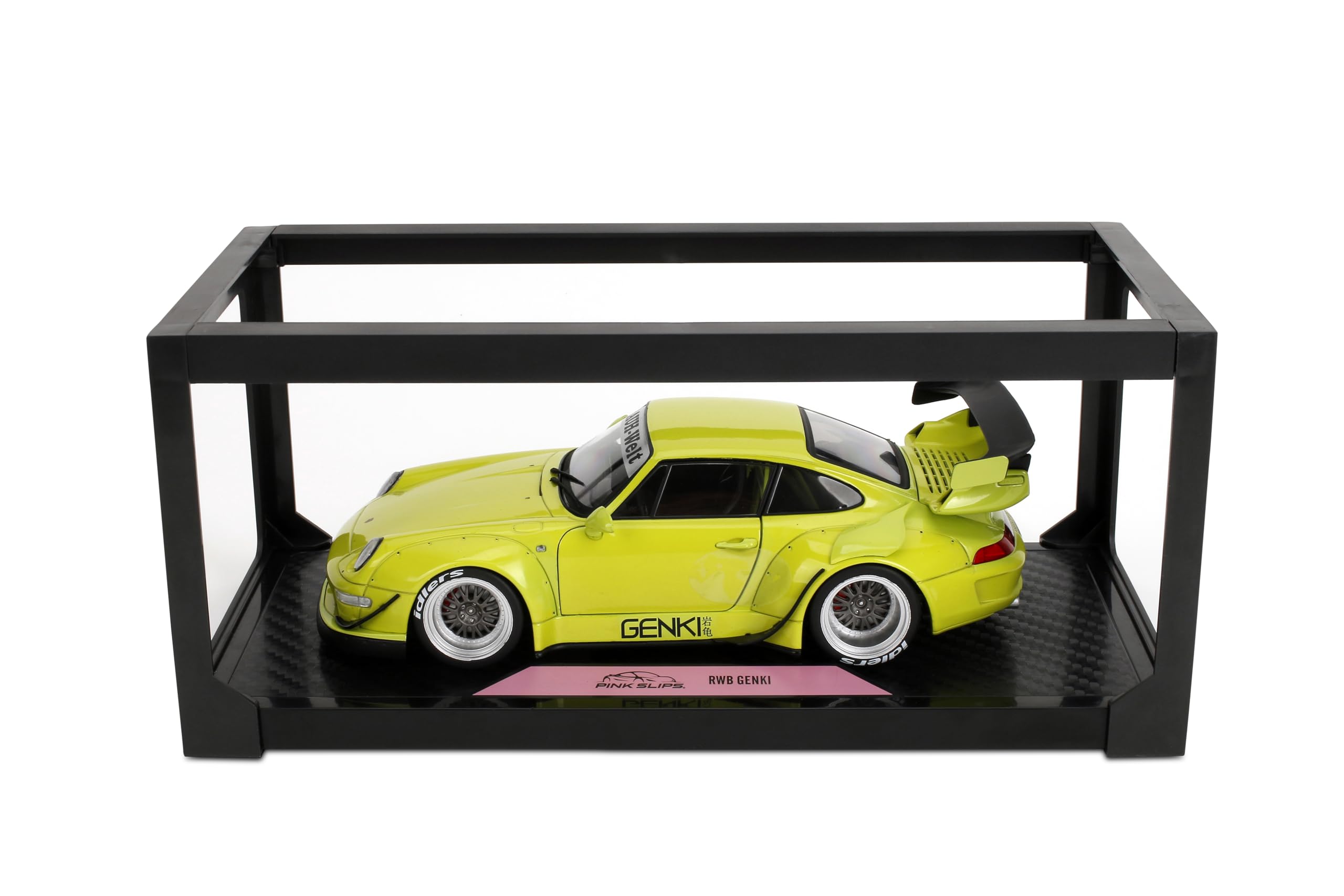 Modellino auto pressofuso in scala 1:18 compatibile con Porsche RWB Genki Yellow Jada Pink Slips 36472