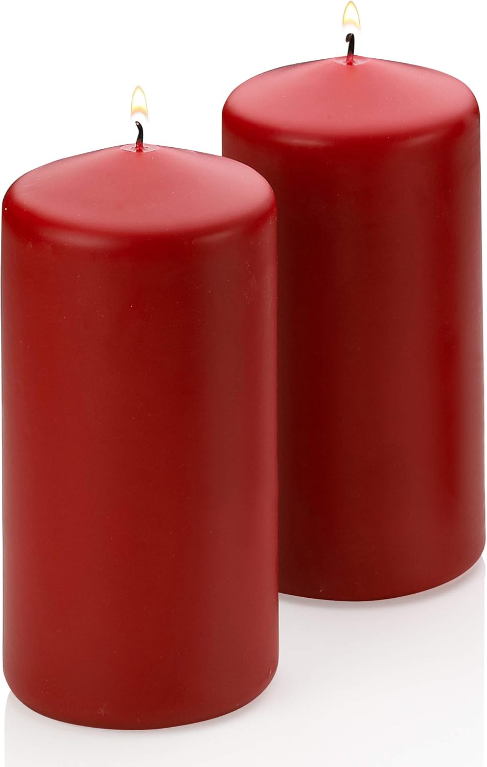 Red Pillar Candles Set of 2 Unscented Candles 6 inch