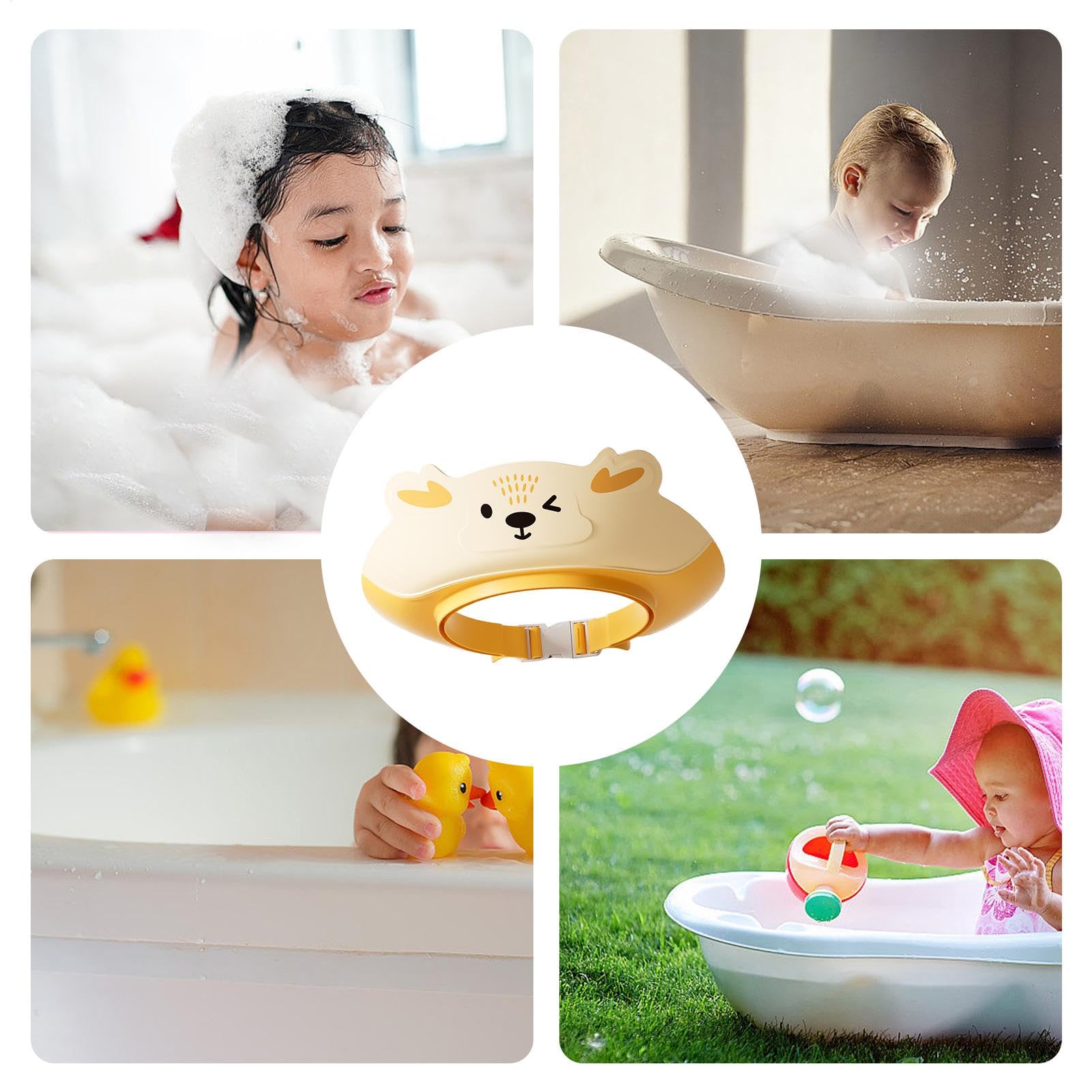 Baby Shower Shampoo Hat, Adjustable Bath Visor for Children 23x23x8.5cm, Ear Protection Shampooing Hat, Hair Washing Protection for Boys and Girls, Safe Bathing Supplies