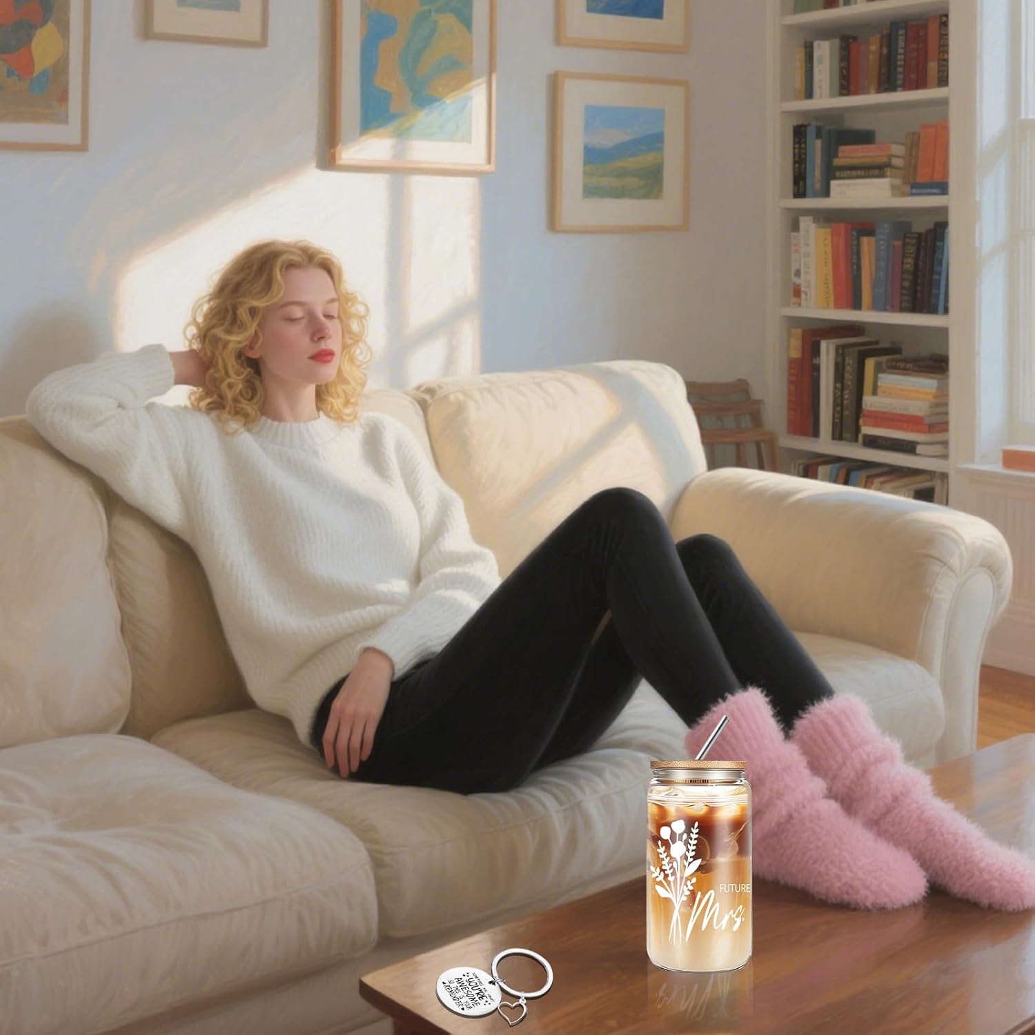 Future Mrs Gifts - Bride to Be Gifts -16 Oz Glass Cup with Bamboo Lid and Straw - Bridal Shower Gift for Women - Image 5