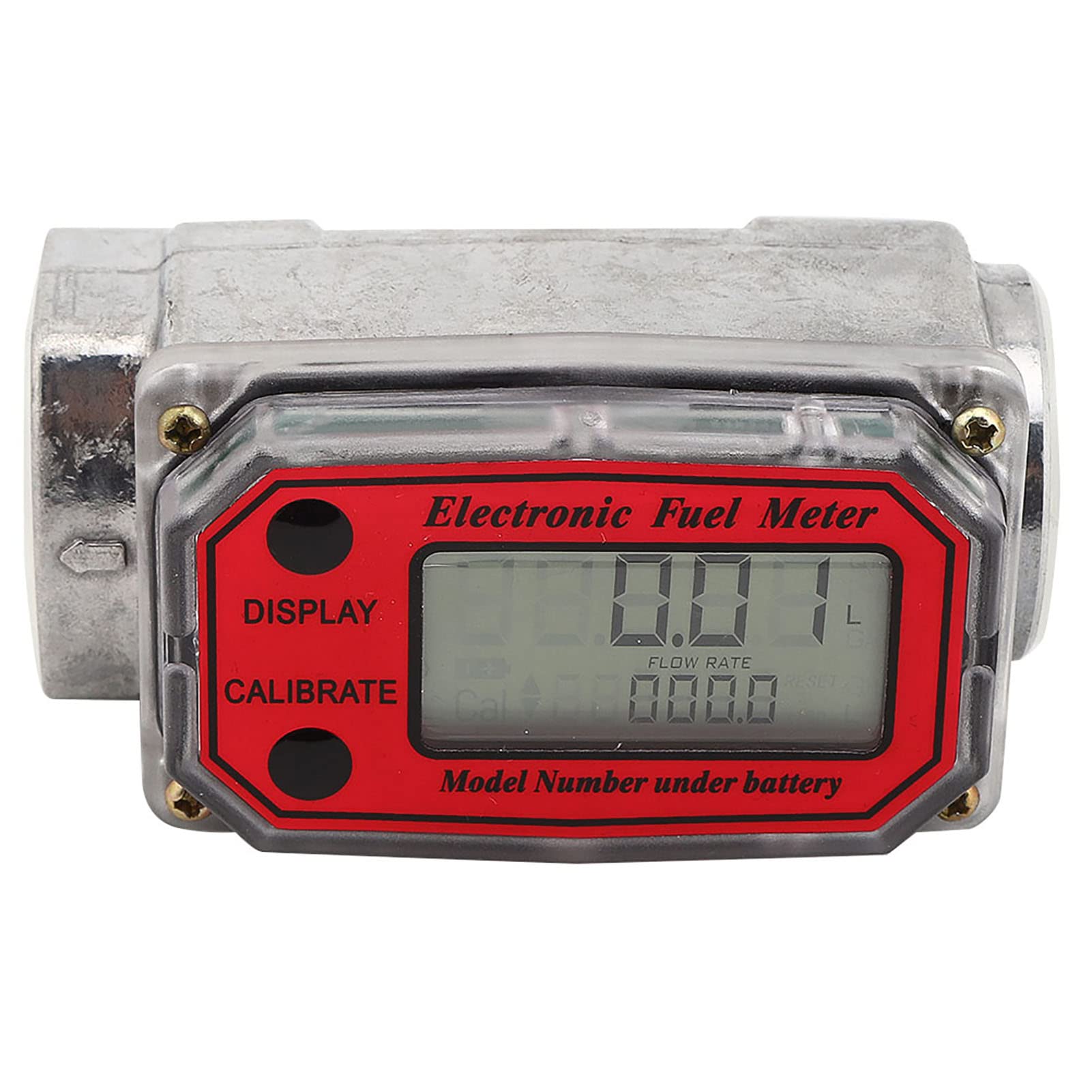 Contalitri Gasolio, Misuratore di Portata Elettronico, Mini Misuratore Di Portata Digitale A Turbina Misuratore Di Portata Carburante 10‑200L 1" NPT(Rosso LLW-25)
