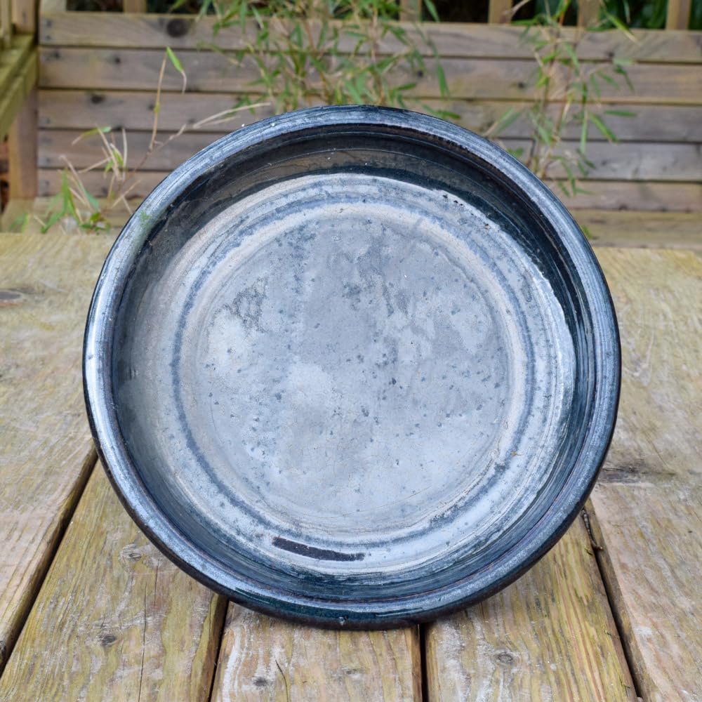 Bedwen Black Frost Proof Ceramic Saucers For Garden Planters Pots (, Medium)