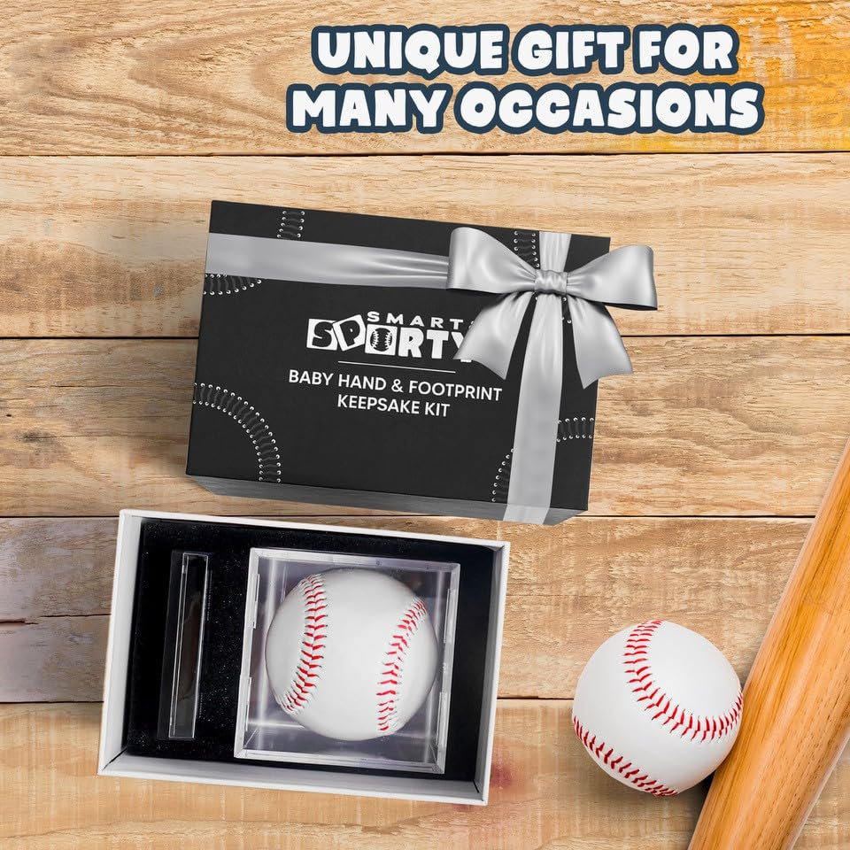 Miniatura 5 de Kit de huellas y manos para bebé, kit de huellas de manos de béisbol para bebés, regalos de baby shower de béisbol para niños, regalos para papá