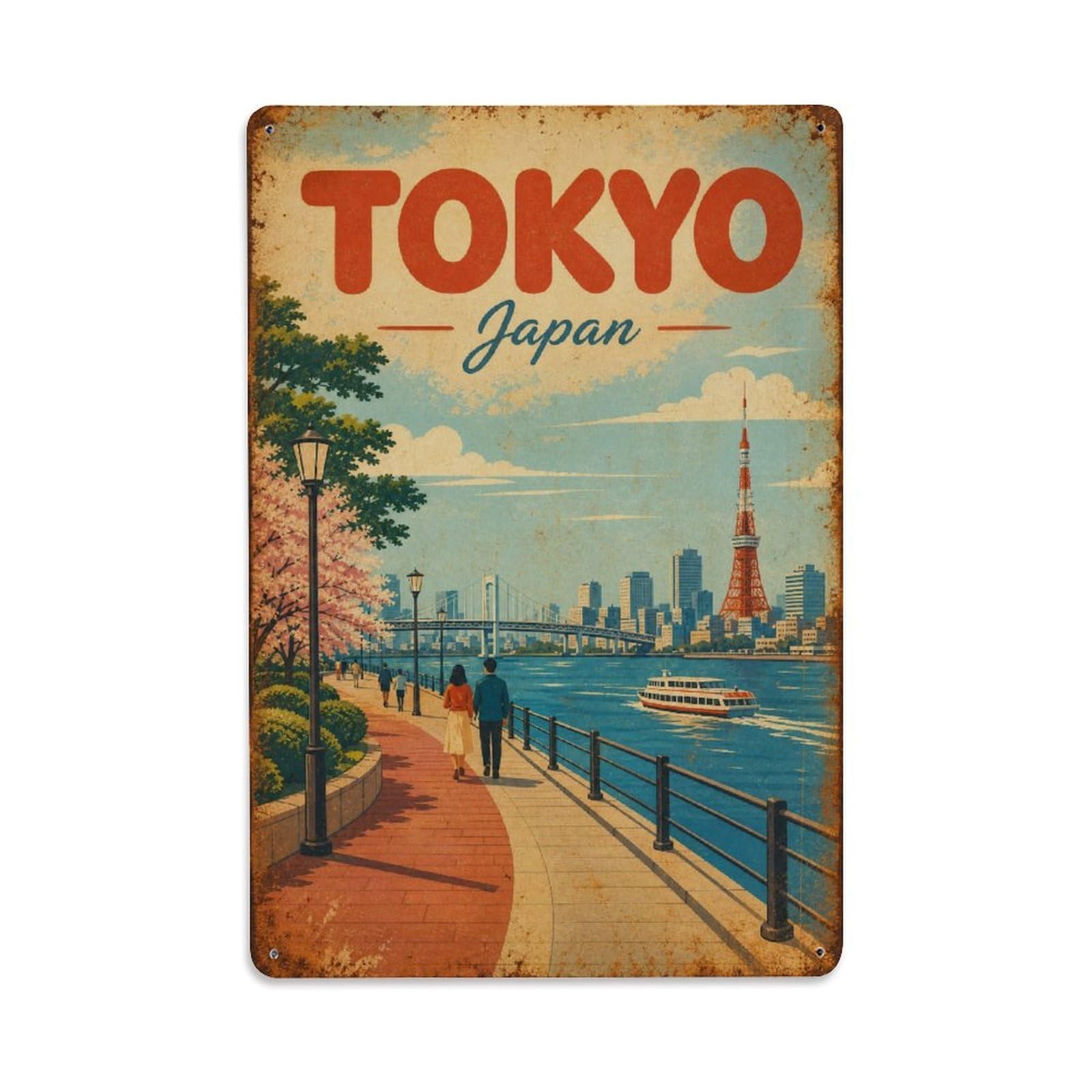 Gead 8X12inch Style Vintage Travel Tokyo Japan Promenade Metal Tin Sign