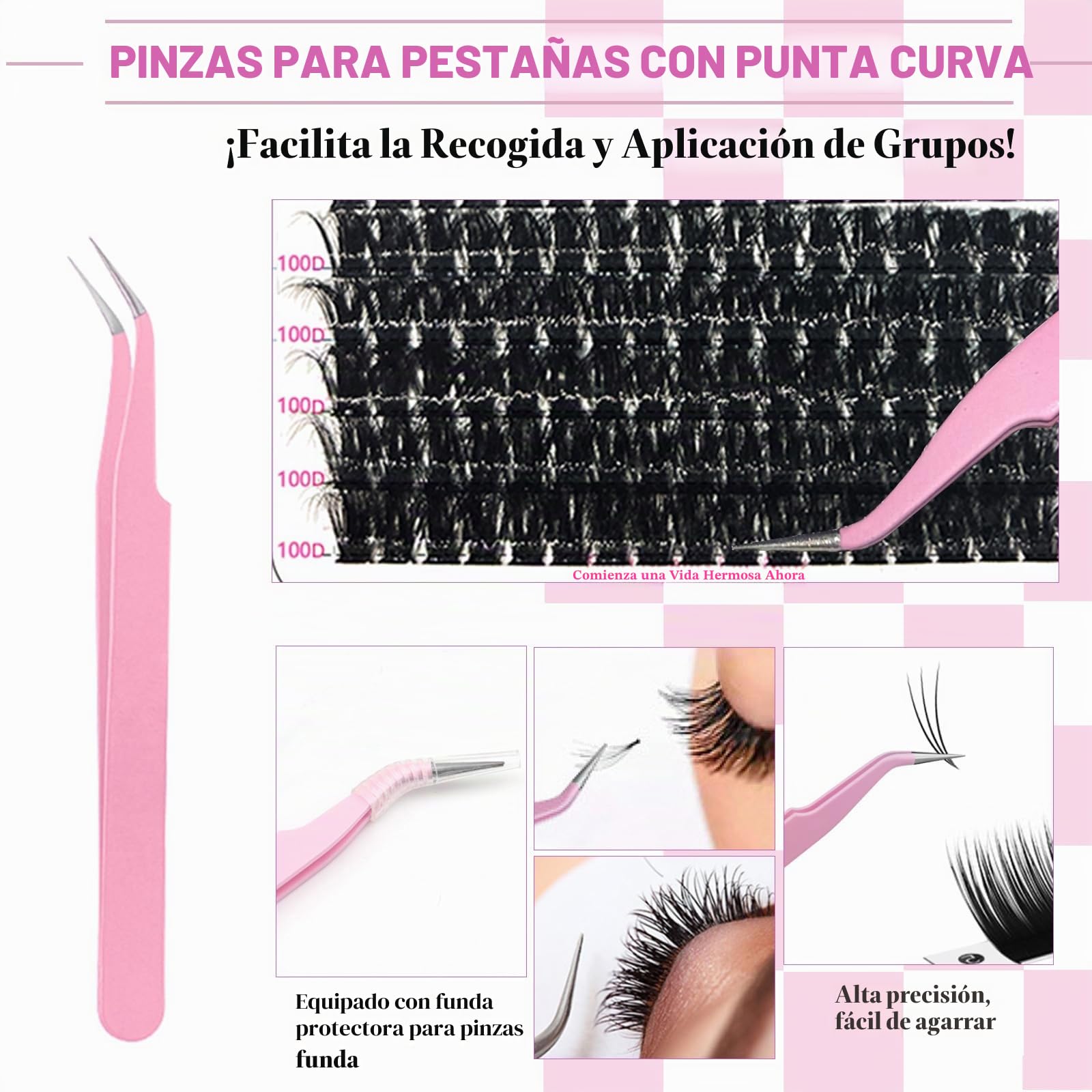 Kit de Extensión de Pestañas Fluffy DIY Extension de Rollo D 684 Piezas Independientes,Pegado y Sellado de Pestañas,Cepillo de Pinzas Eliminación de Pestañas (10-18mm,50D+60D+80D+100D)