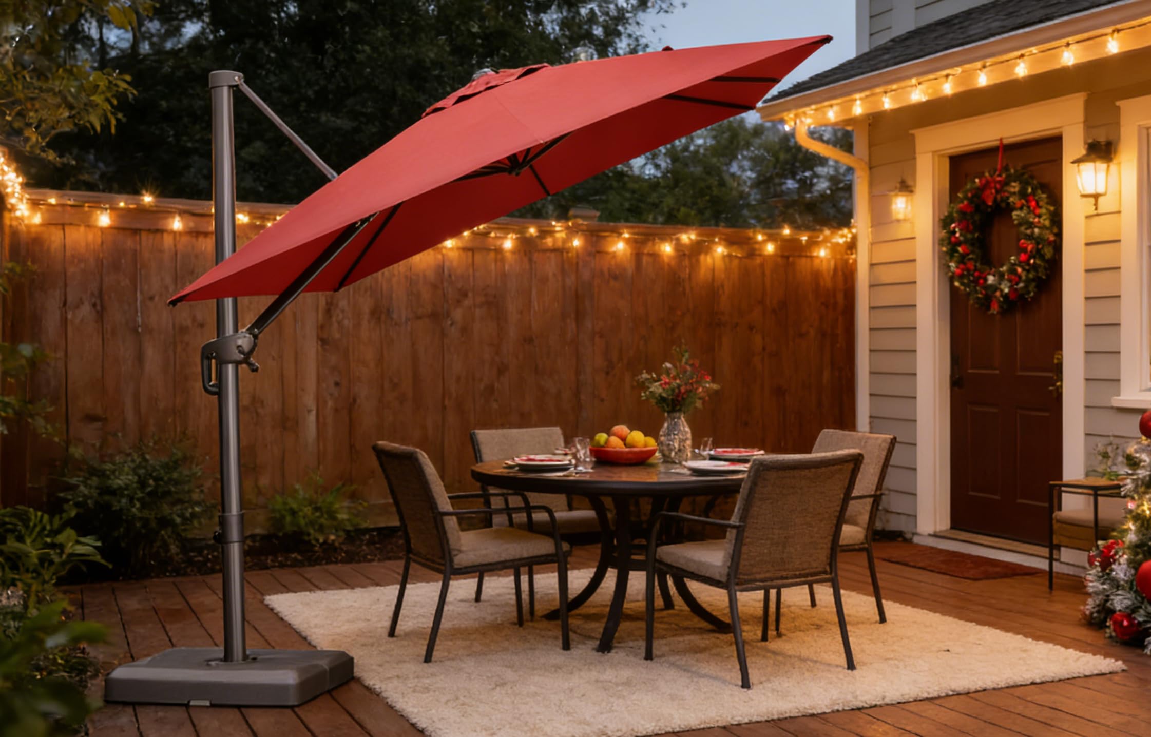 PURPLE LEAF 10 Feet Patio Cantilever Umbrella Square Outdoor Umbrella with 360° Rotation and Aluminum Offset Hanging for Garden Backyard Pool, Terra