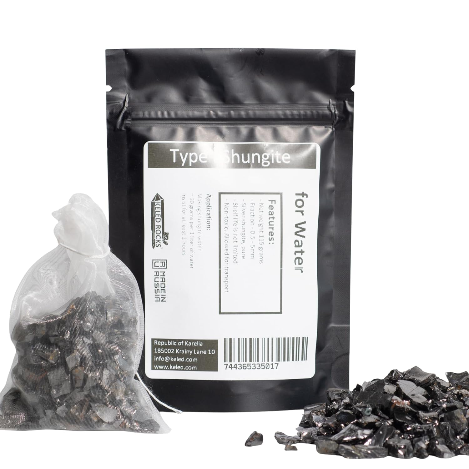 水用シュンガイト-カレリアンシュンガイトストーン-浄水用ポーチキット-抗酸化物質を含む(エリートシュンガイト4オンス)
