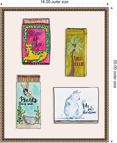 Miniatura 2 de Amanti Art Framed Canvas Wall Art 20x16 Pearl Divers Matchbooks by Nola James, Framed Wall Art Canvas, Animals Artwork, Traditional Decor, Small